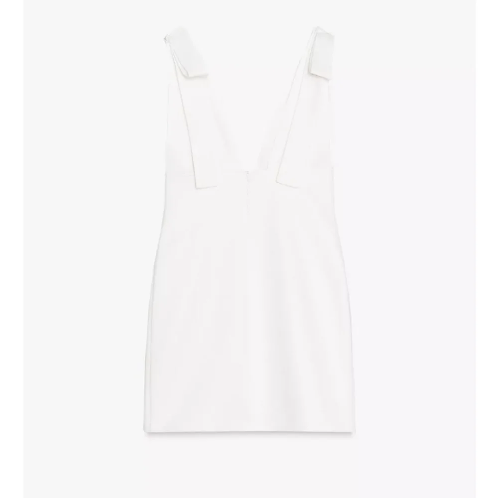 Zara  white short dress with bows size L - Picture 9 of 12